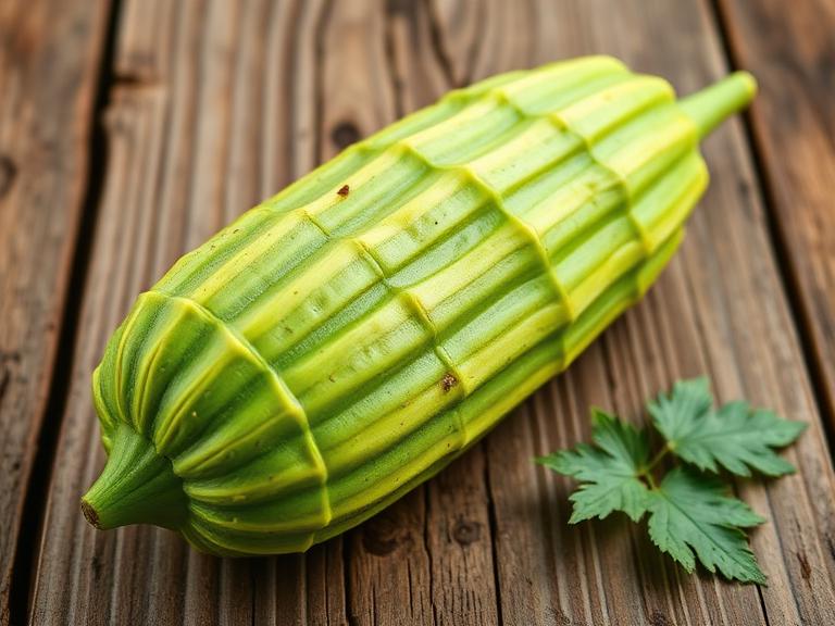 Speciality produce including karela and gourds in trade crates